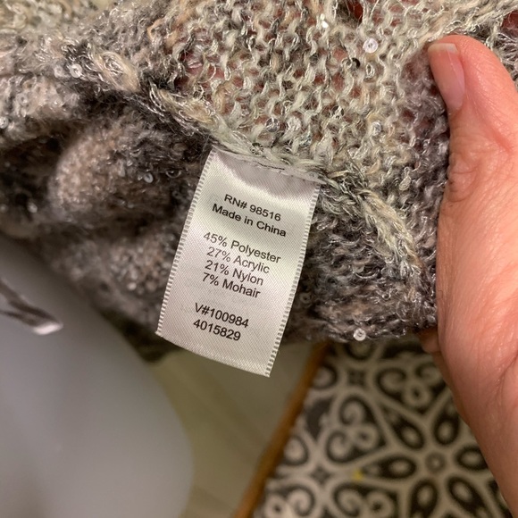 Coldwater Creek silver sequin crochet Christmas new year cardigan M - Picture 7 of 9